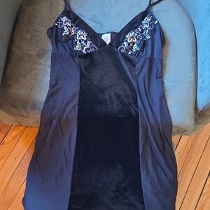 Black Slip Dress With Gold Embroidery